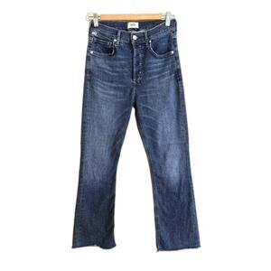 Citizens of Humanity Isola Mid Rise Cropped Boot Jeans Size 24 Dark Wash Raw Hem